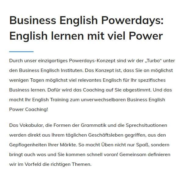 Business English Powerdays für  Backnang