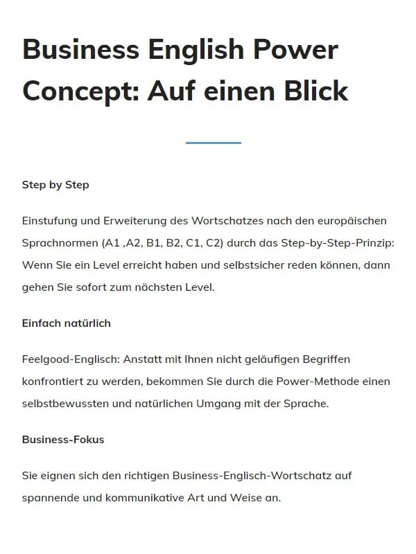 Business English Power Concept für  Feldkirch