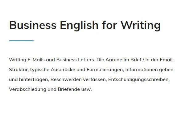 Business English Writing in  Bühlertal