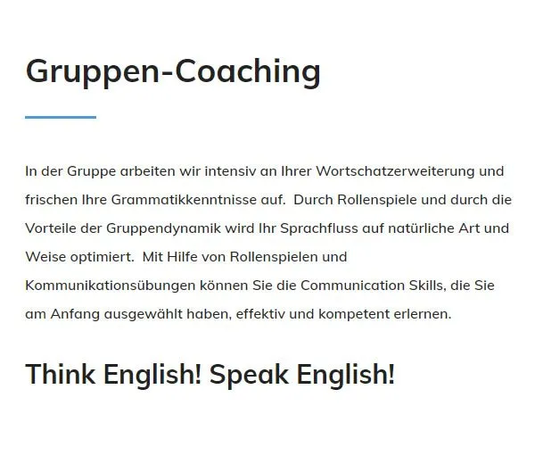 Englisch Gruppen Coaching für  Bühl