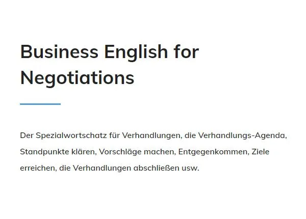 Englisch Spezialwortschatz Verhandlungen in  Bühlertal